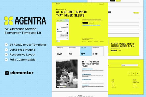 Agentra – AI Customer Service Elementor Template