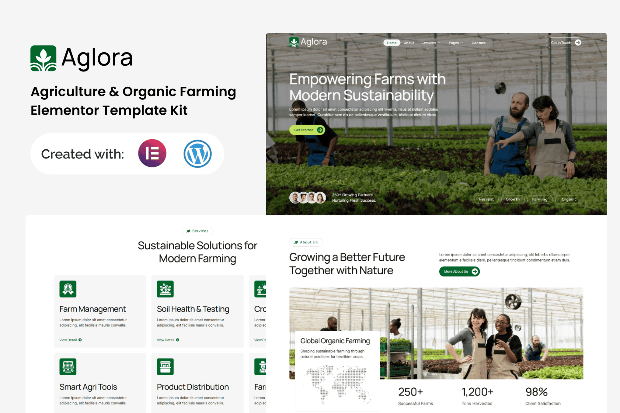 Aglora - Agriculture & Organic Farming Elementor Template