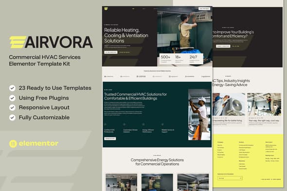 Airvora - Commercial HVAC Services Elementor Template
