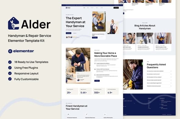 Alder - Handyman & Repair Service Elementor Template