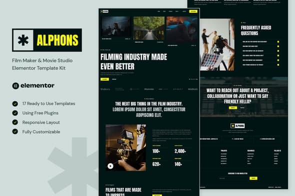 Alphons - Film Maker & Movie Studio Elementor Template