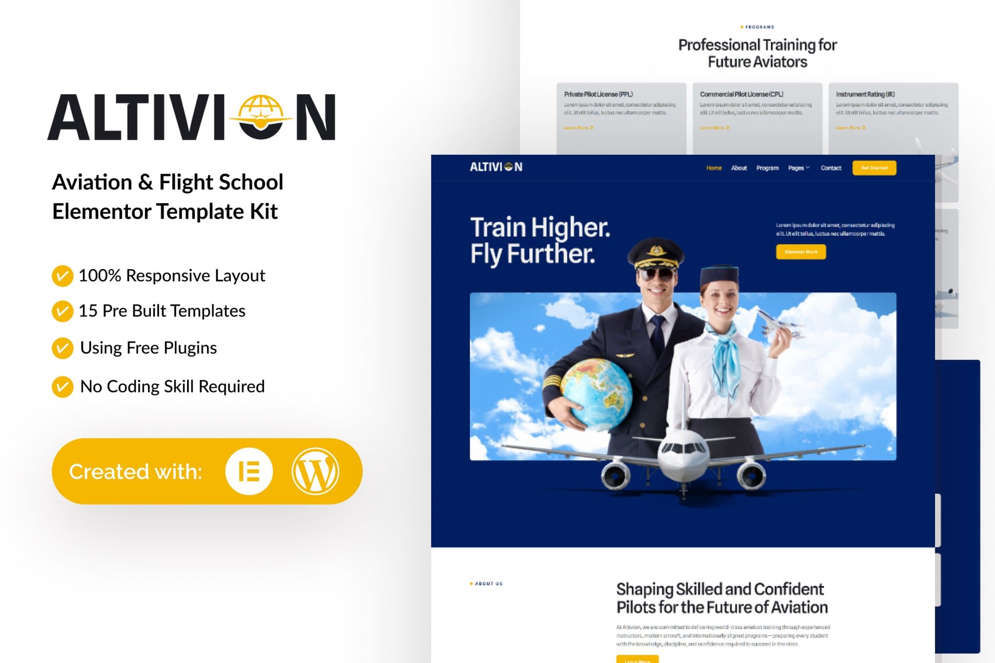 Altivion - Aviation & Flight School Elementor Template