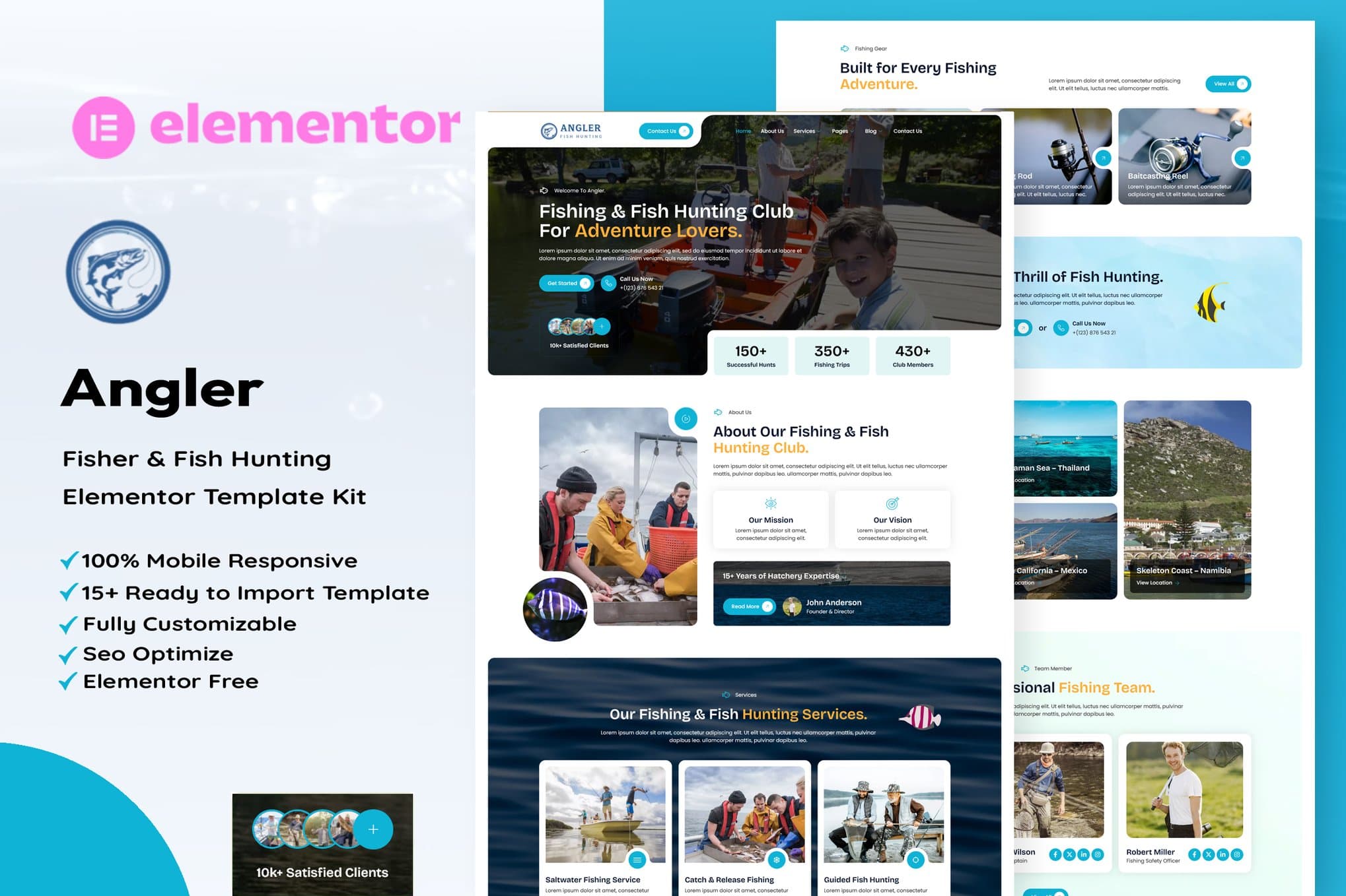 Angler - Fishing & Fish Hunting Elementor Template