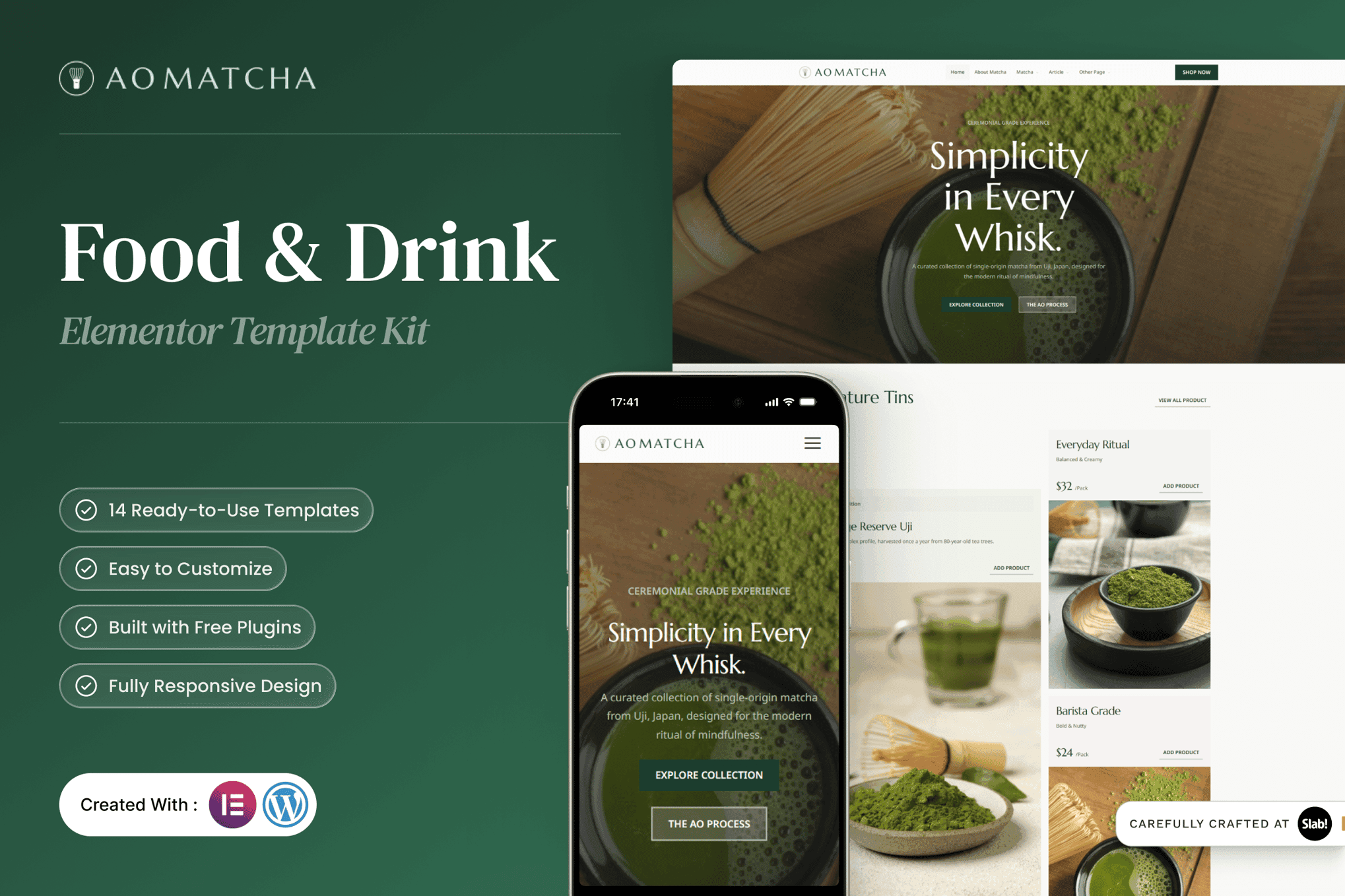 AOMatcha - Food & Drink Elementor Template