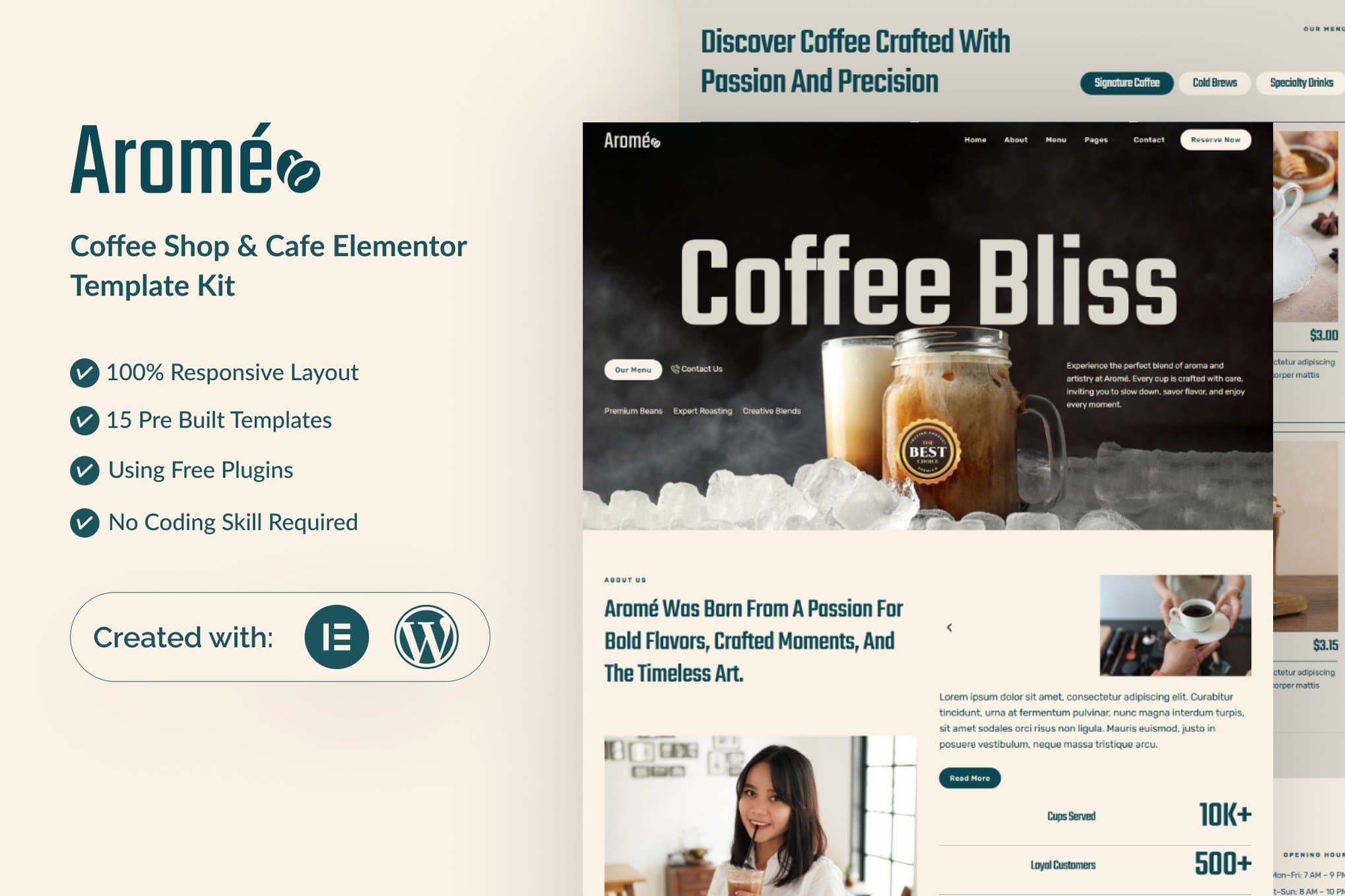 Arome - Coffee Shop & Cafe Elementor Template