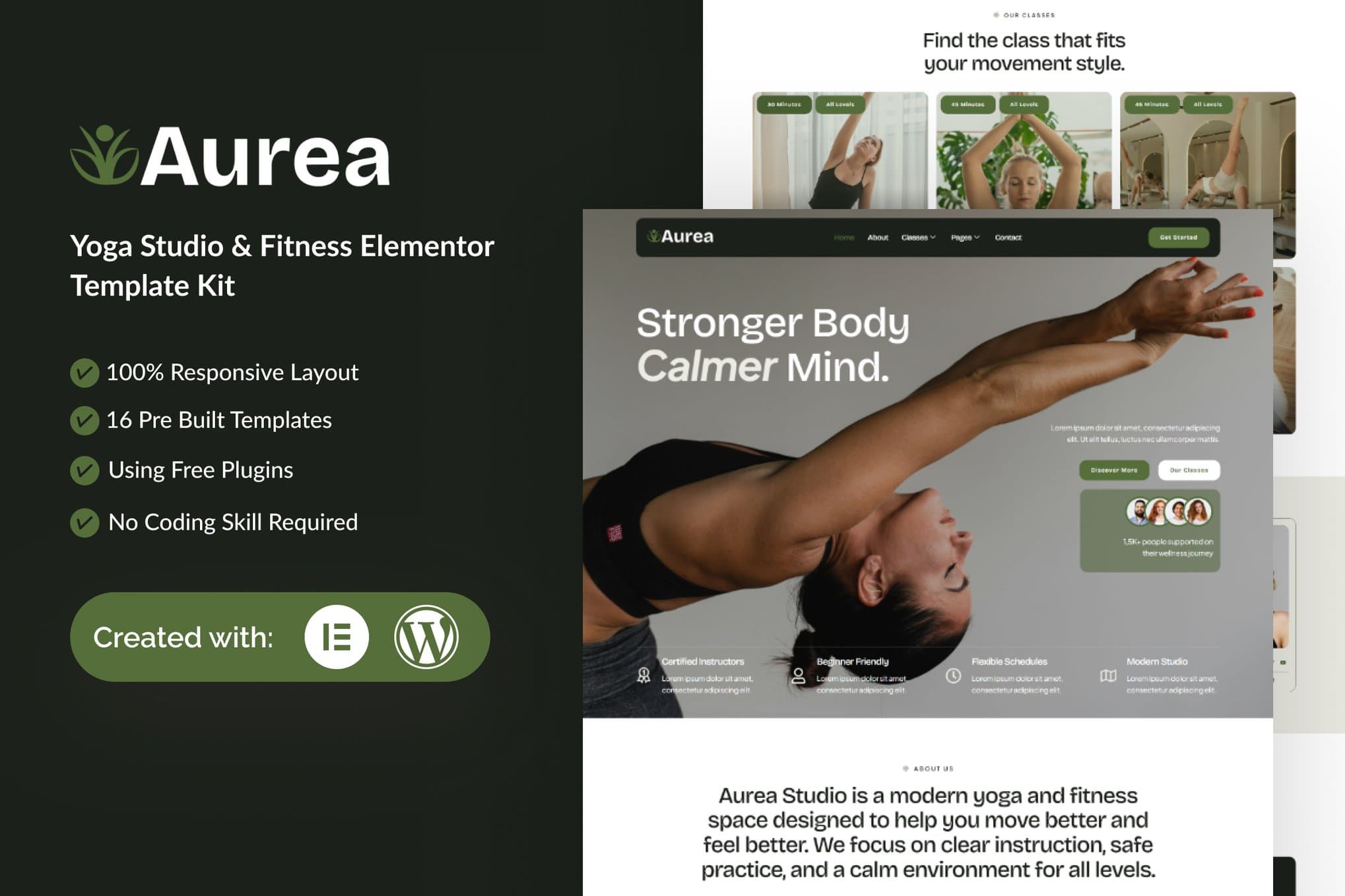 Aurea - Yoga Studio & Fitness Designer Elementor Template