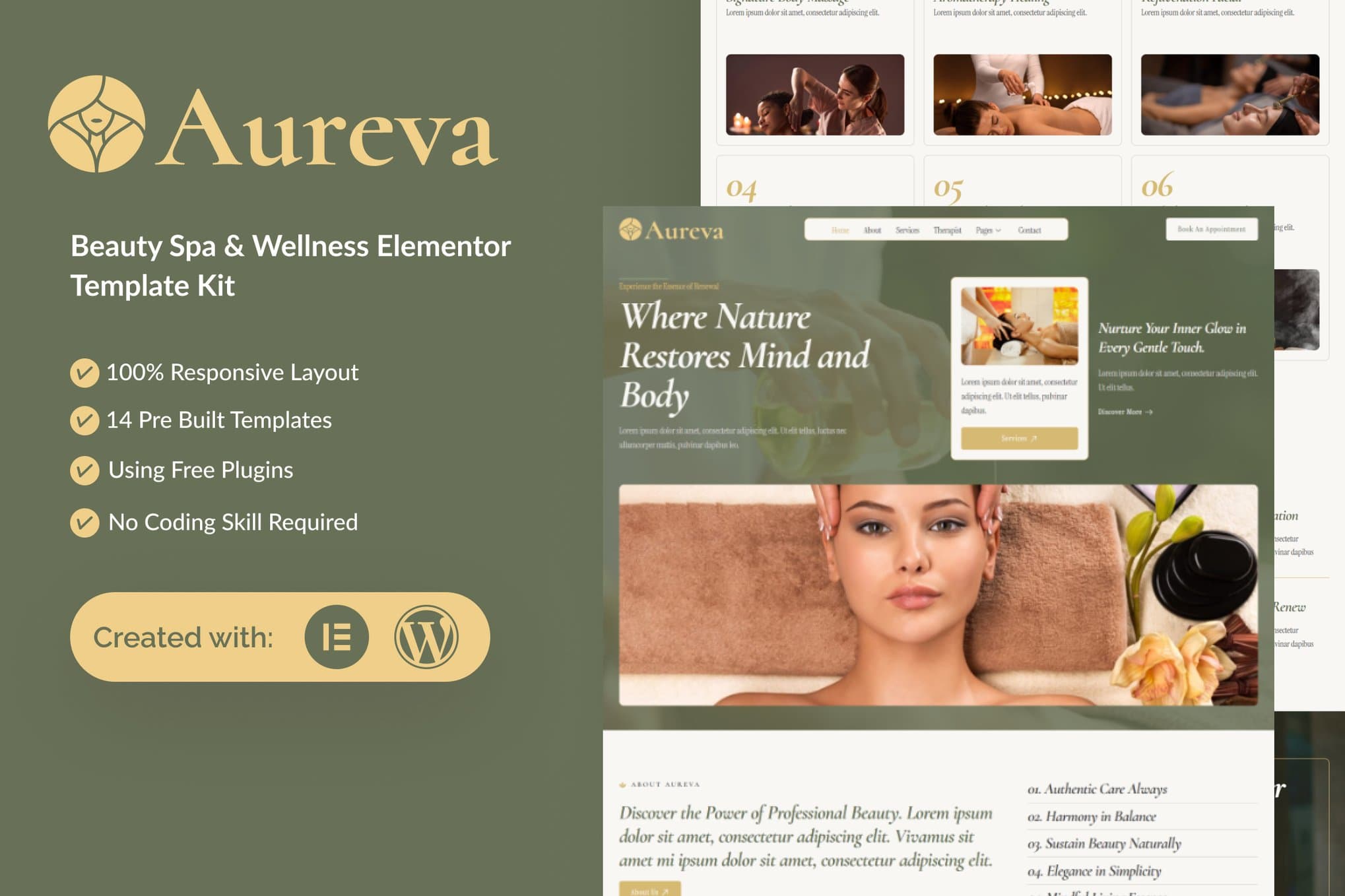 Aureva - Beauty Spa & Wellness Elementor Template