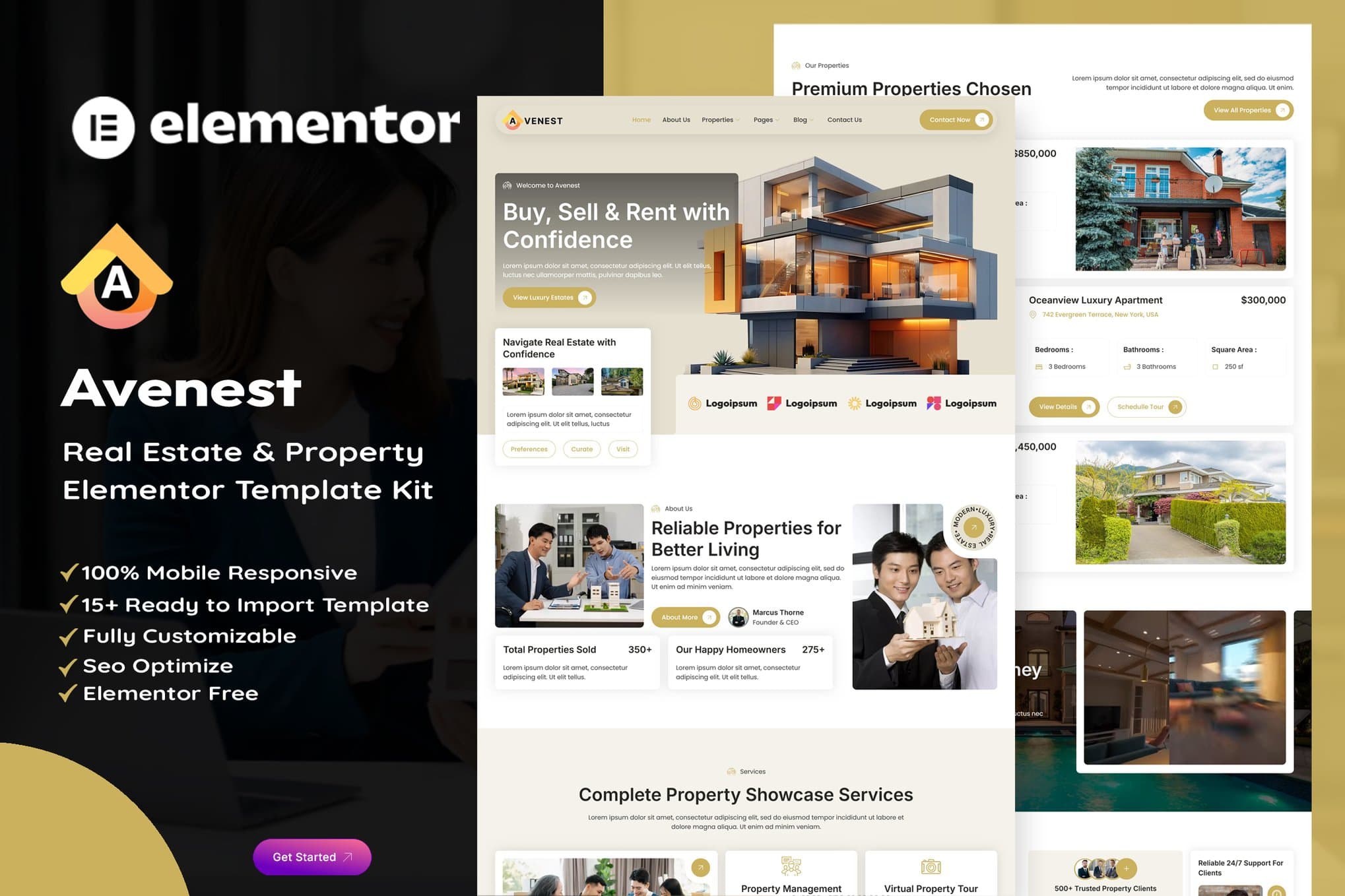 Avenest - Real Estate & Property Showcase Elementor Template