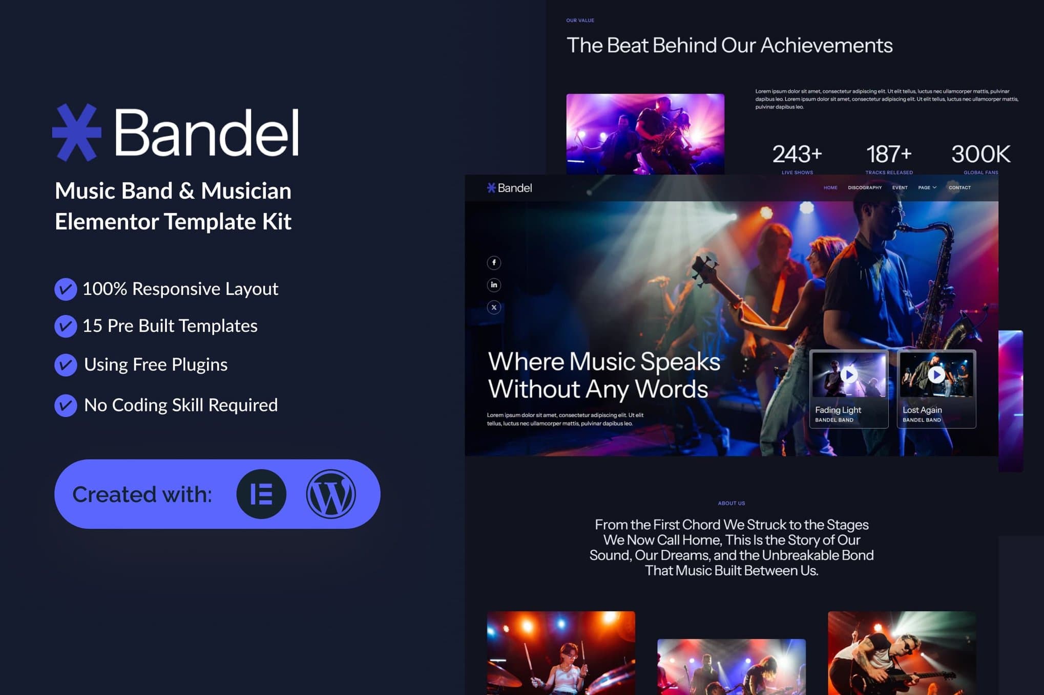 Bandel - Music Band & Musician Elementor Template