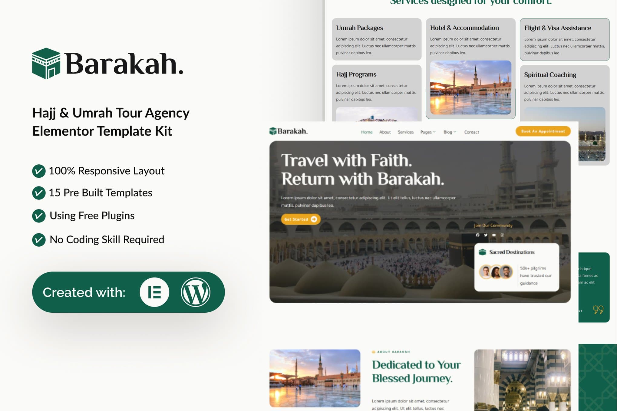 Barakah - Hajj & Umrah Tour Agency Elementor Template