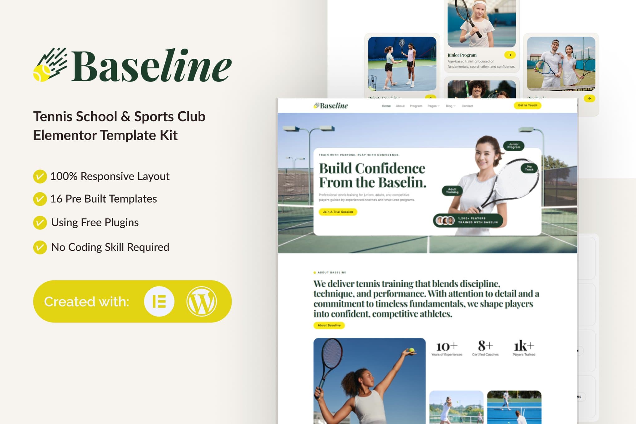 Baseline - Tennis School & Sports Club Elementor Template
