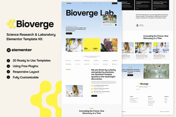 Bioverge - Science Research & Laboratory Elementor Template
