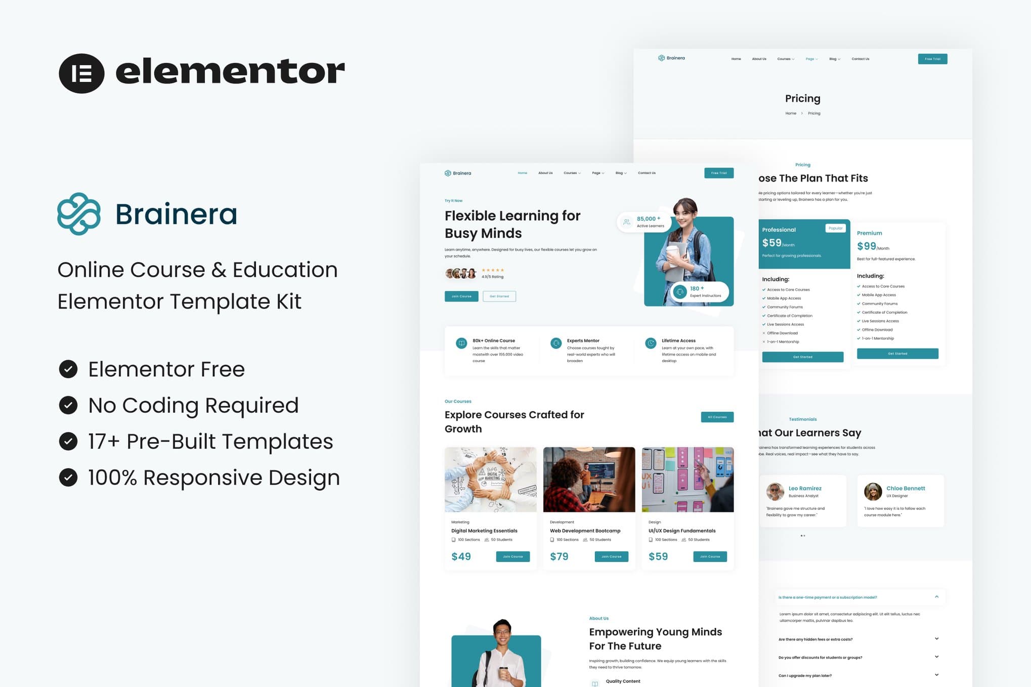Brainera - Online Course & Education Elementor Template