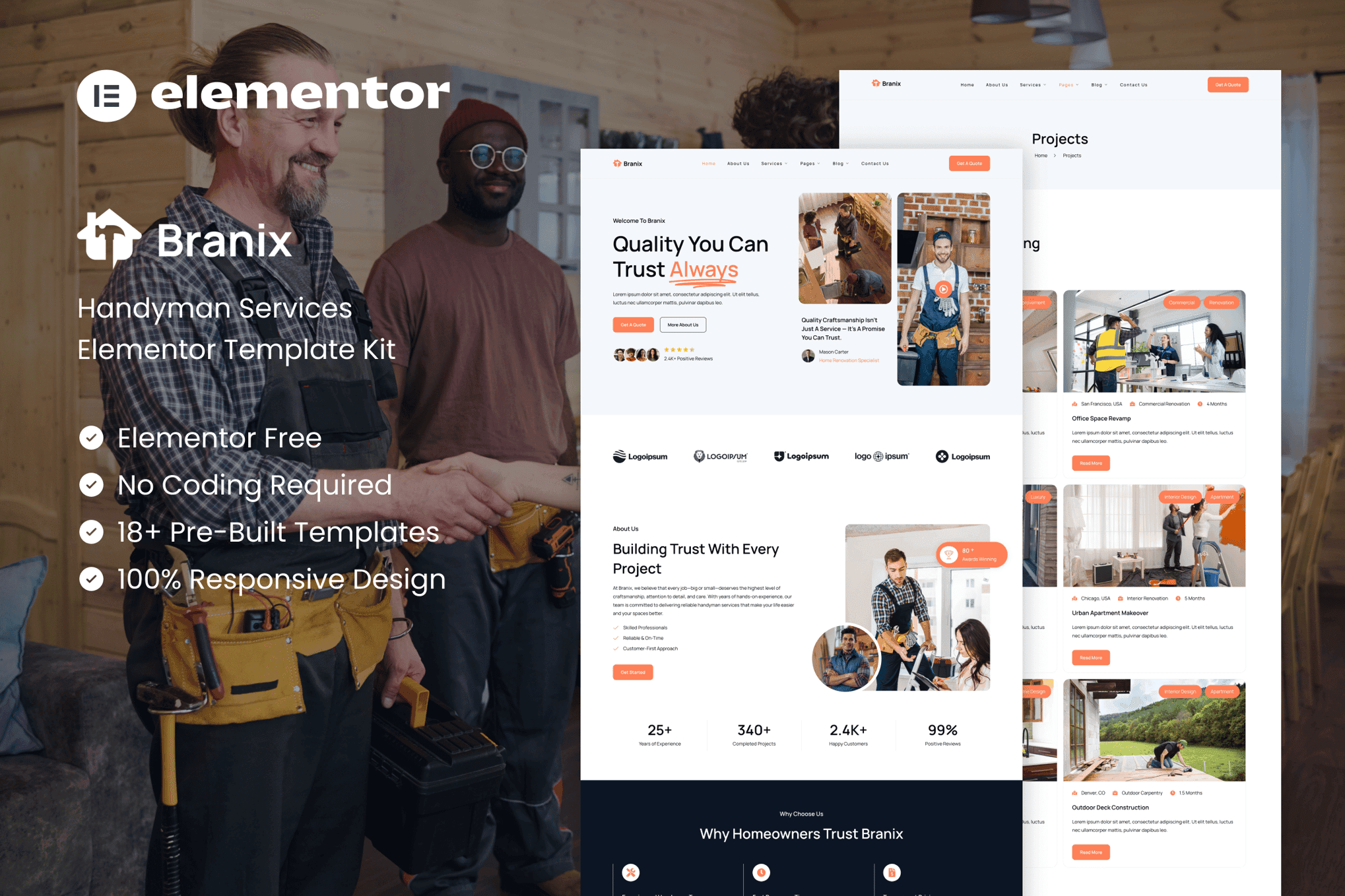 Branix - Handyman Services Elementor Template