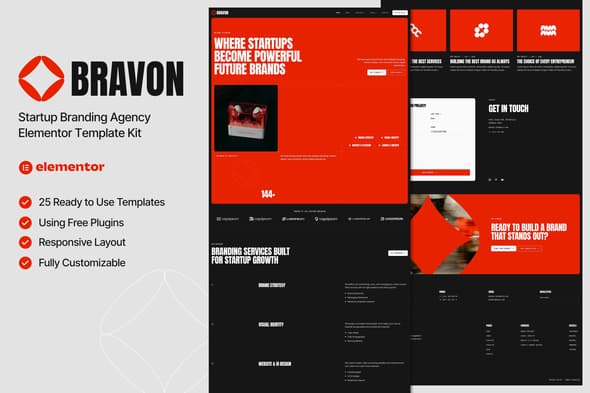 Bravon – Startup Branding Agency Elementor Template
