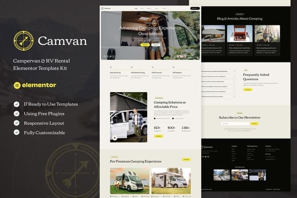 Camvan - Campervan & RV Rental Elementor Template