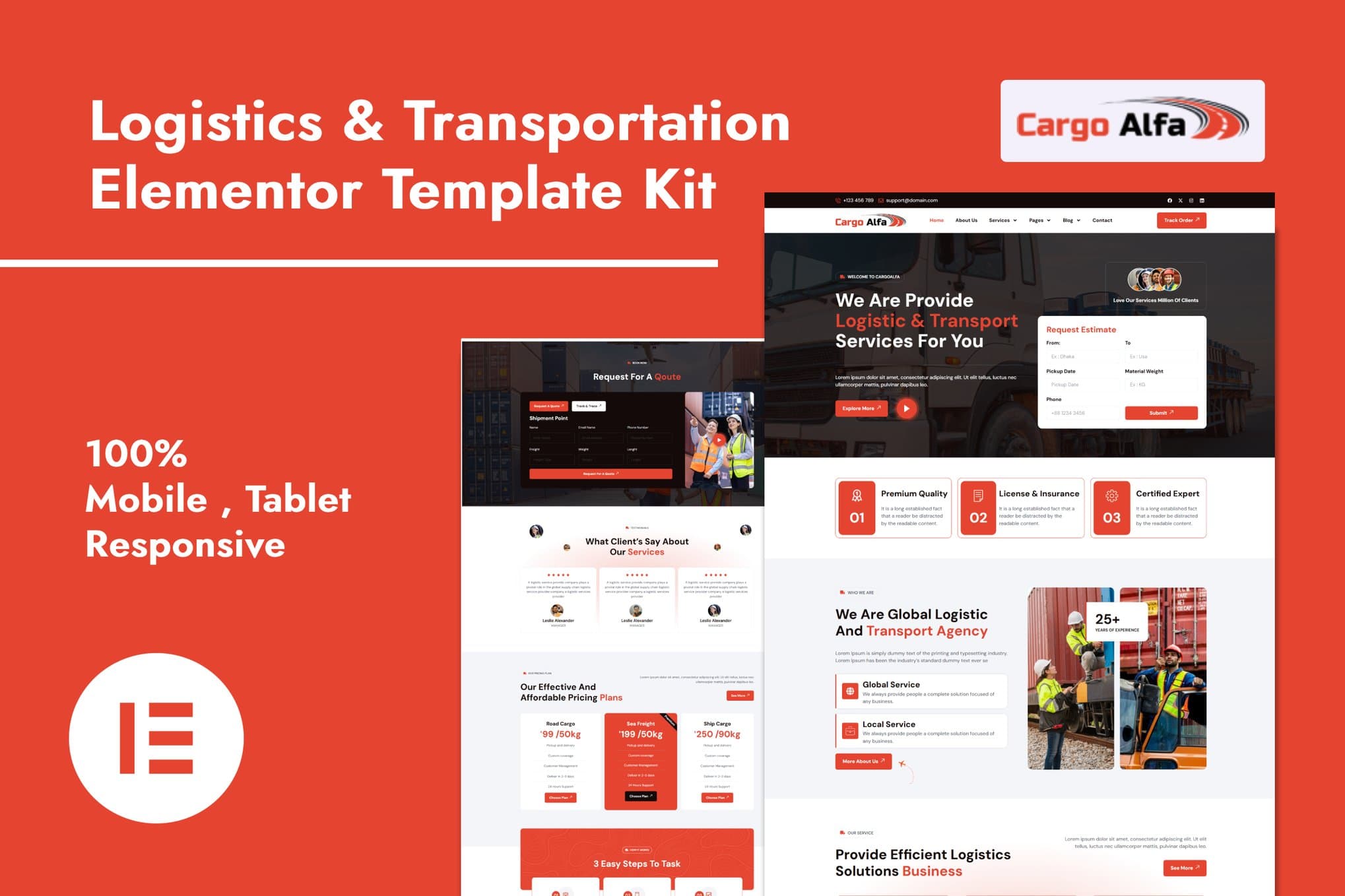 CargoAlfa - Logistics & Transportation Services Elementor Pro Elementor Template