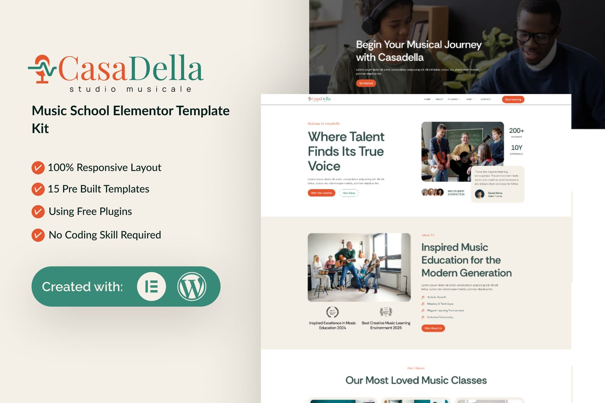 CasaDella - Music School Elementor Template