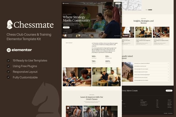 Chessmate - Chess Club Courses & Training Elementor Template