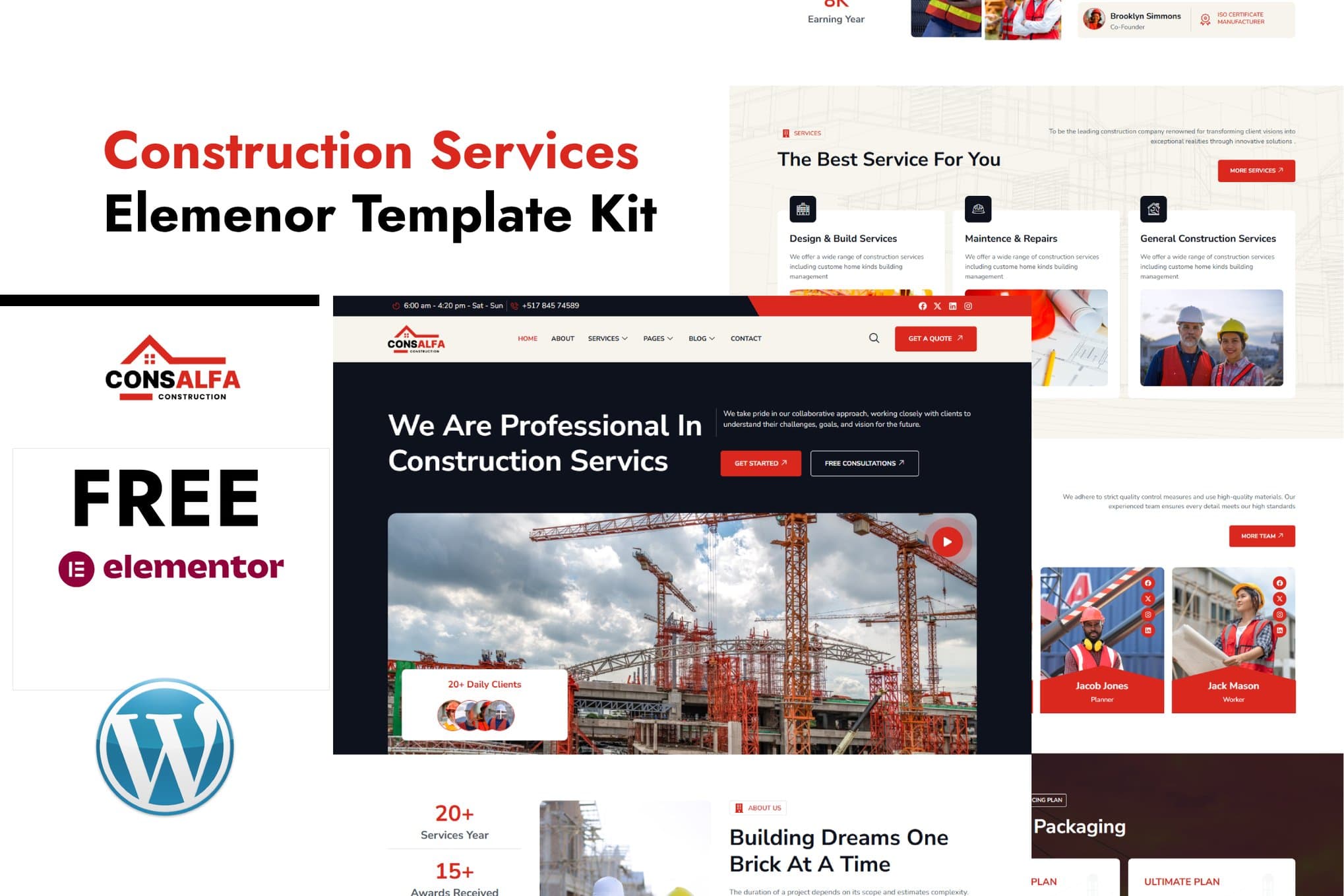 ConsAlfa - Construction Services Elemenor Elementor Template