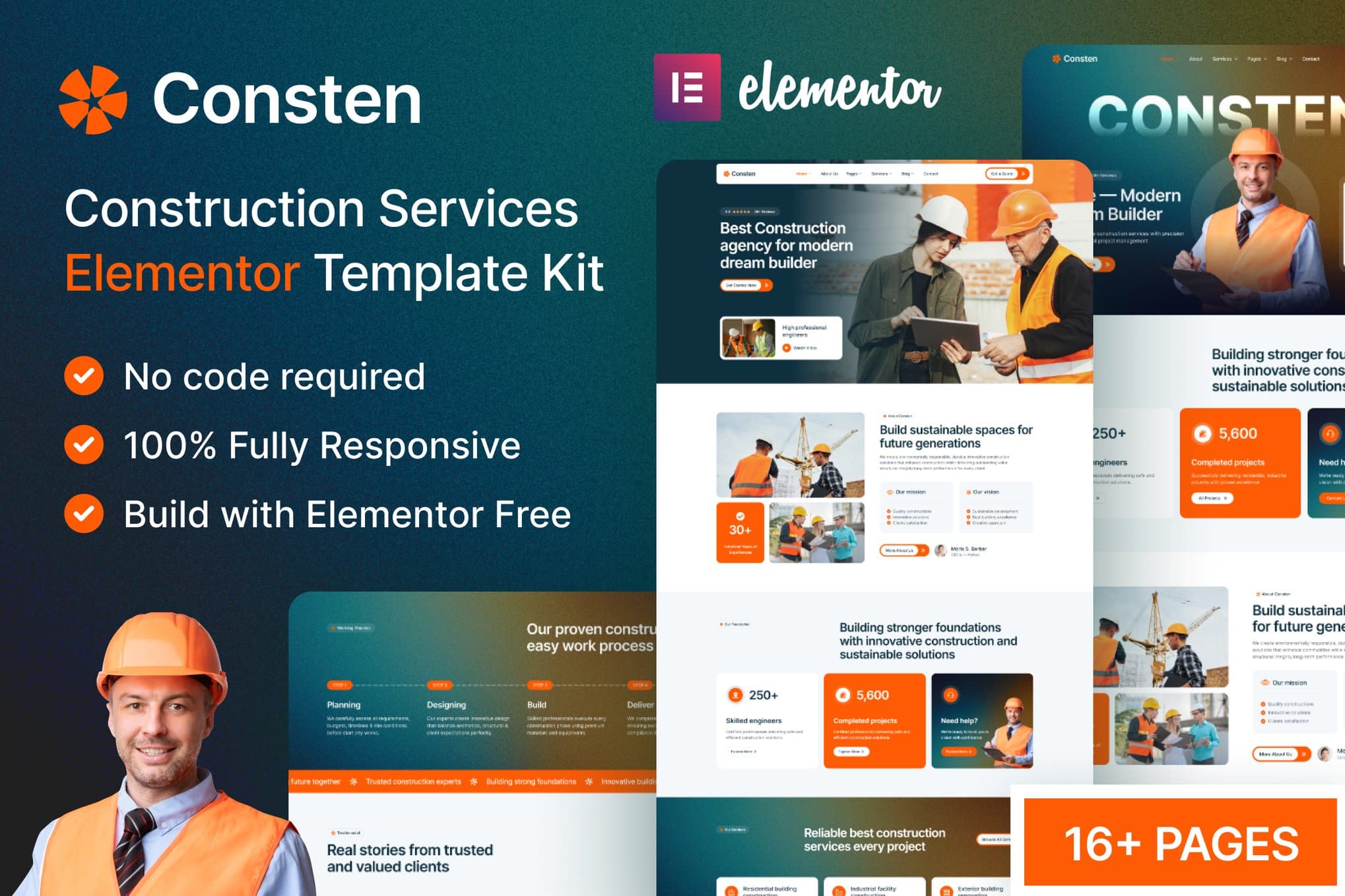 Consten — Construction Services Elementor Template