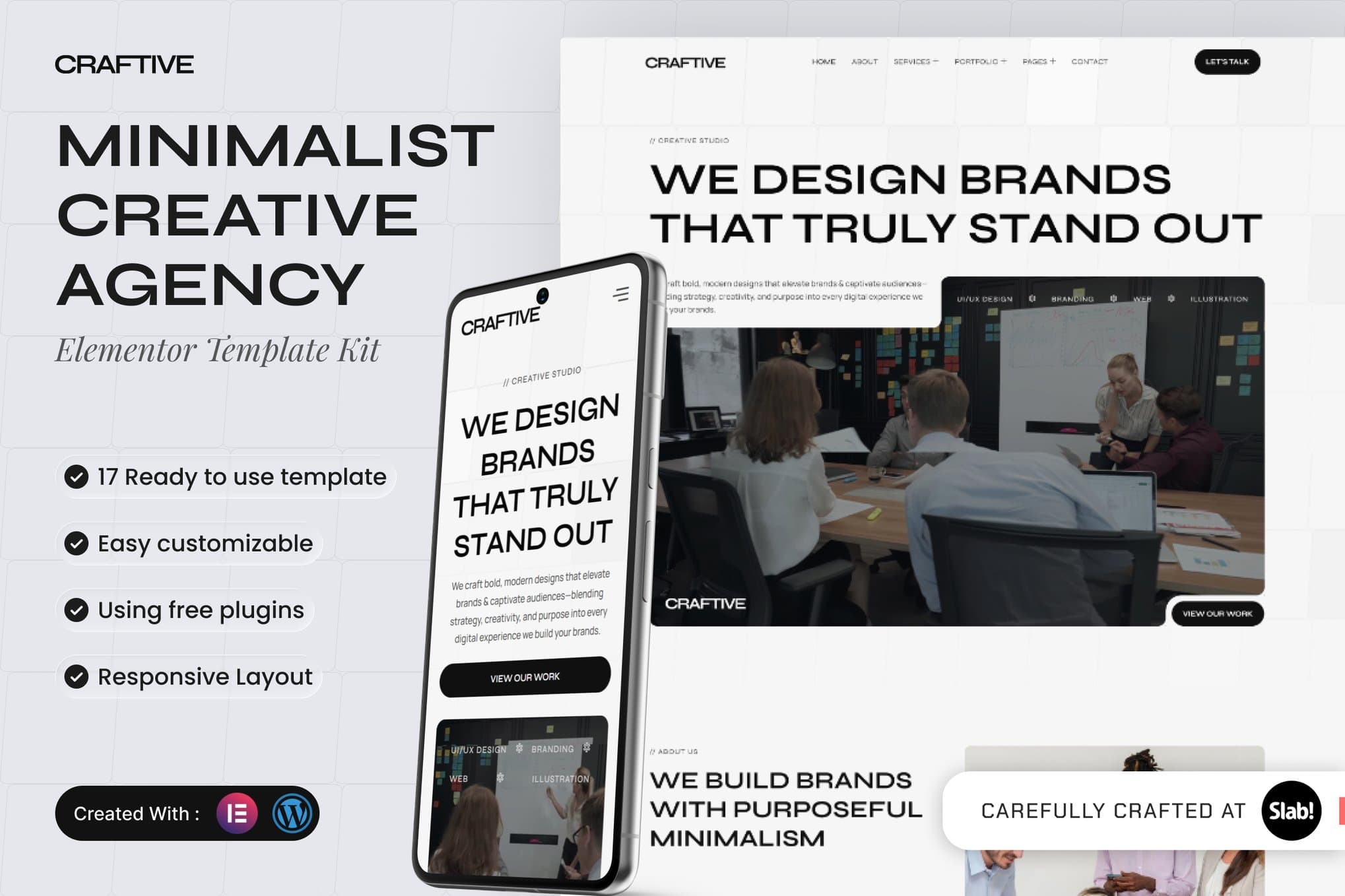 Craftive - Minimalist Creative Agency Elementor Template