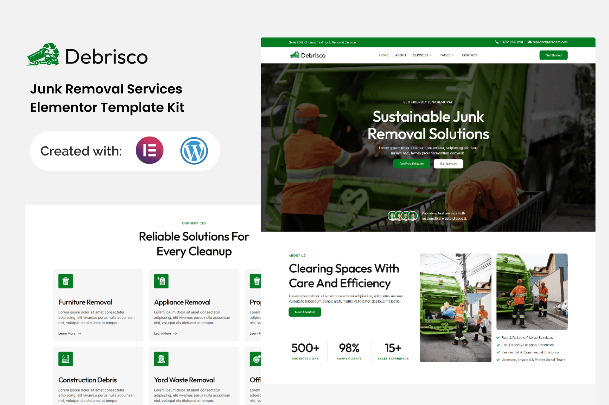 Debrisco - Junk Removal Services Elementor Template