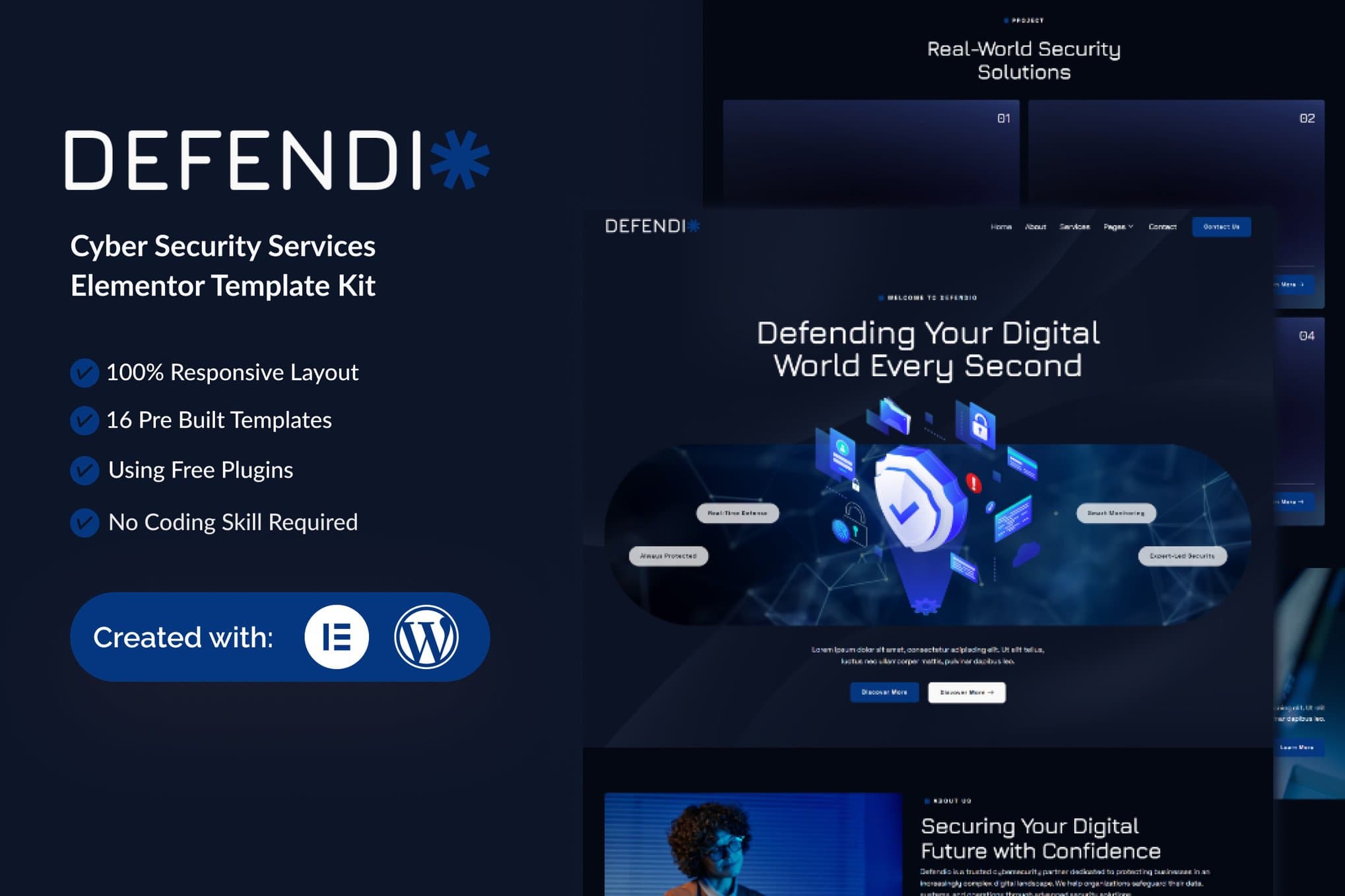 Defendio - Cyber Security Services Elementor Template