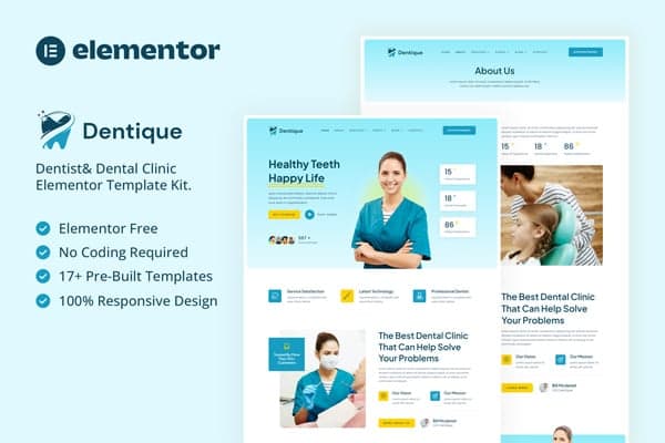 Dentique - Dentist & Dental Clinic Elementor Template