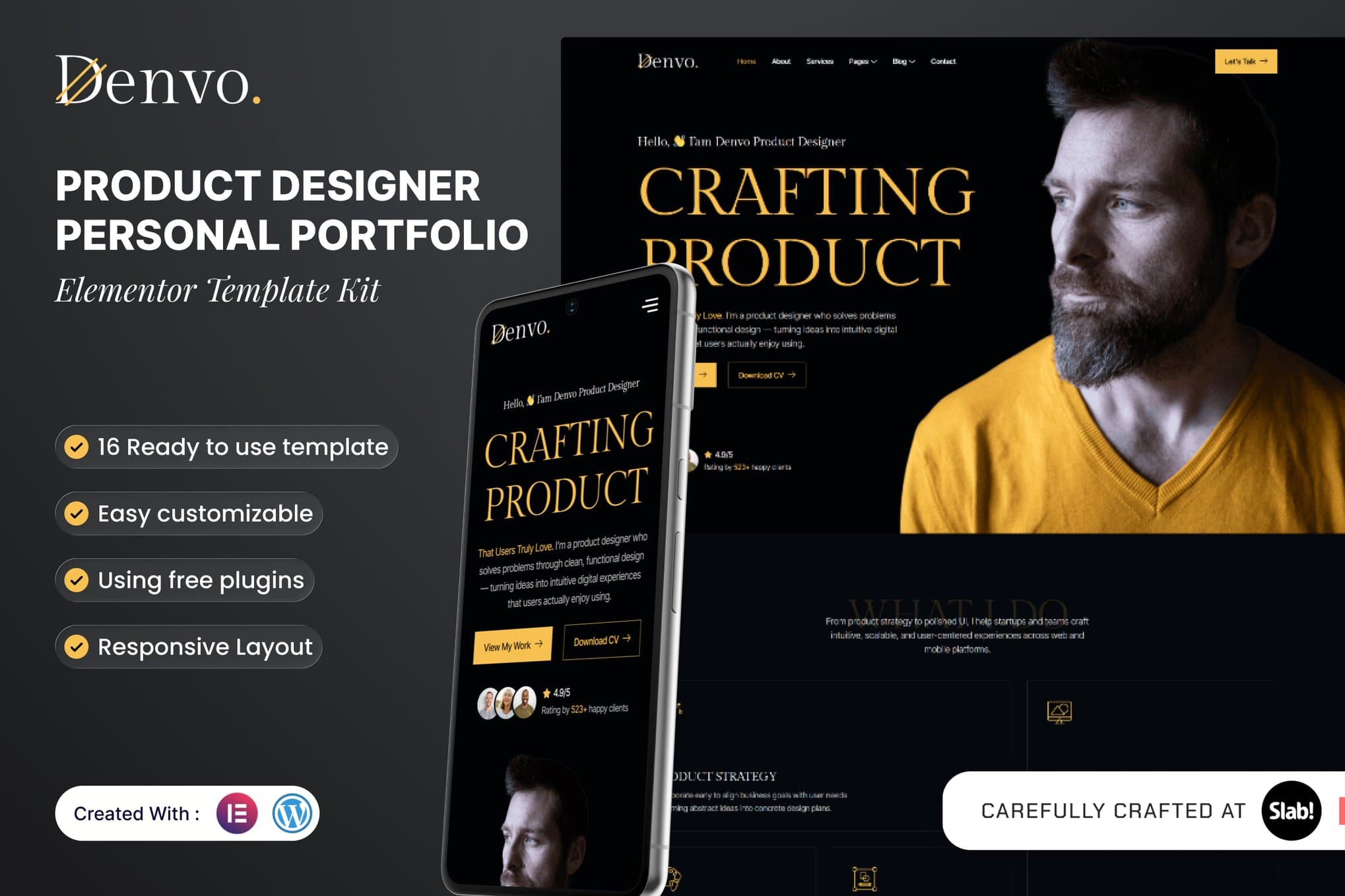 Denvo - Product Designer Personal Portfolio Elementor Template