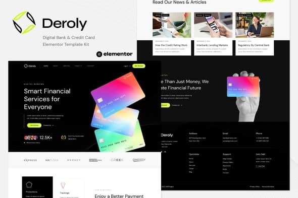 Deroly - Digital Bank & Credit Card Elementor Template