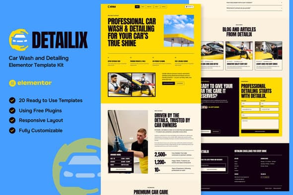 Detailix - Car Wash and Detailing Service Elementor Template