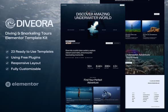 Diveora – Diving & Snorkeling Tours Elementor Template
