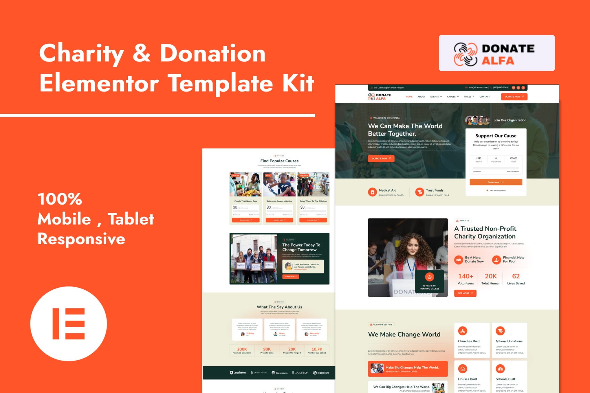 DonateAlfa - Charity & Donation Elementor Pro Elementor Template
