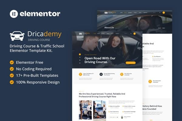 Dricademy - Driving Course & Traffic School Elementor Template