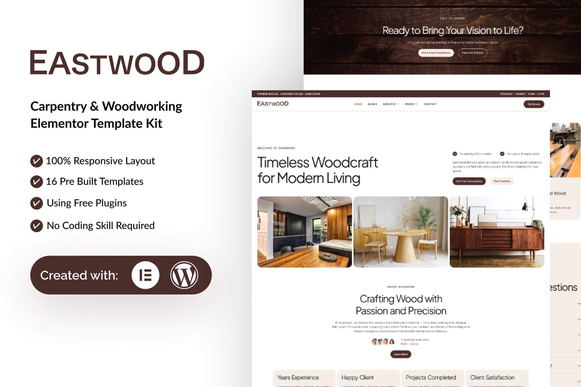 Eastwood - Carpentry & Woodworking Elementor Template
