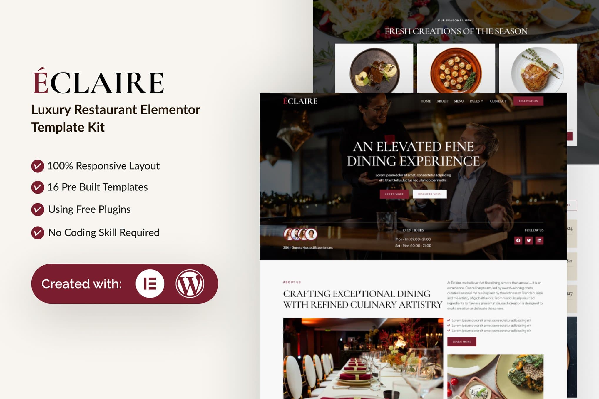 Eclaire - Luxury Restaurant Elementor Template