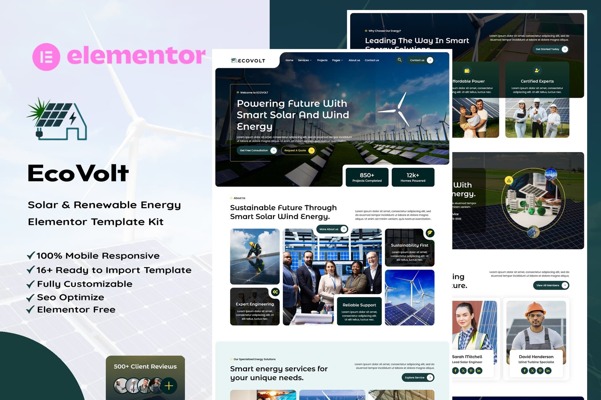 EcoVolt - Solar & Renewable Energy Elementor Template