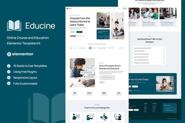 Educine - Online Course & Education Elementor Template