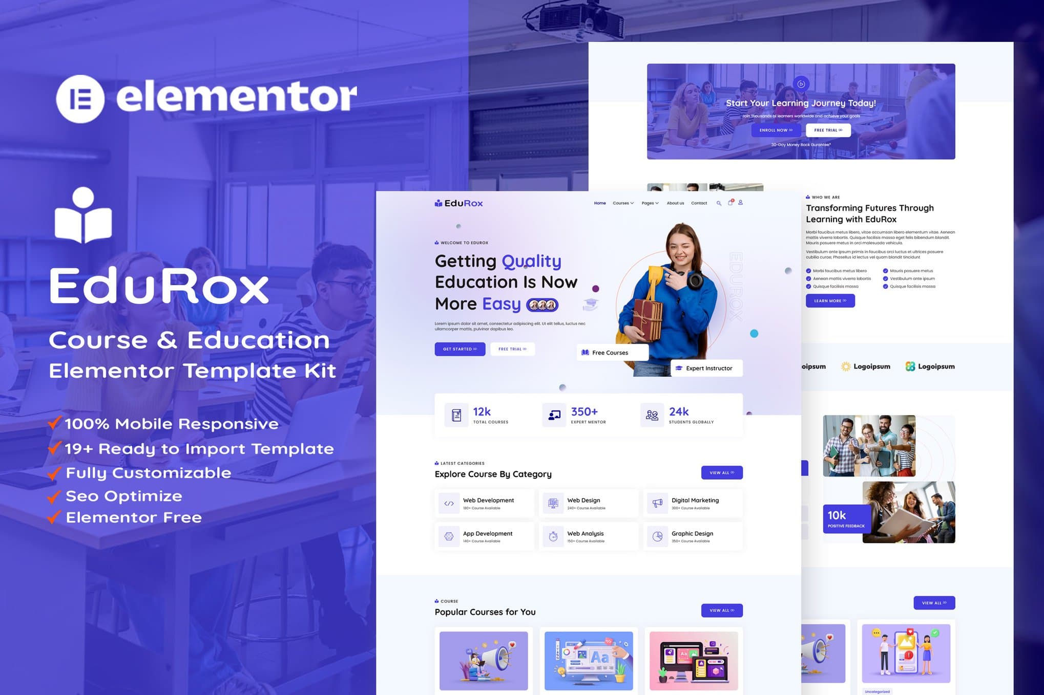 EduRox - Online Course & Education Elementor Pro Elementor Template