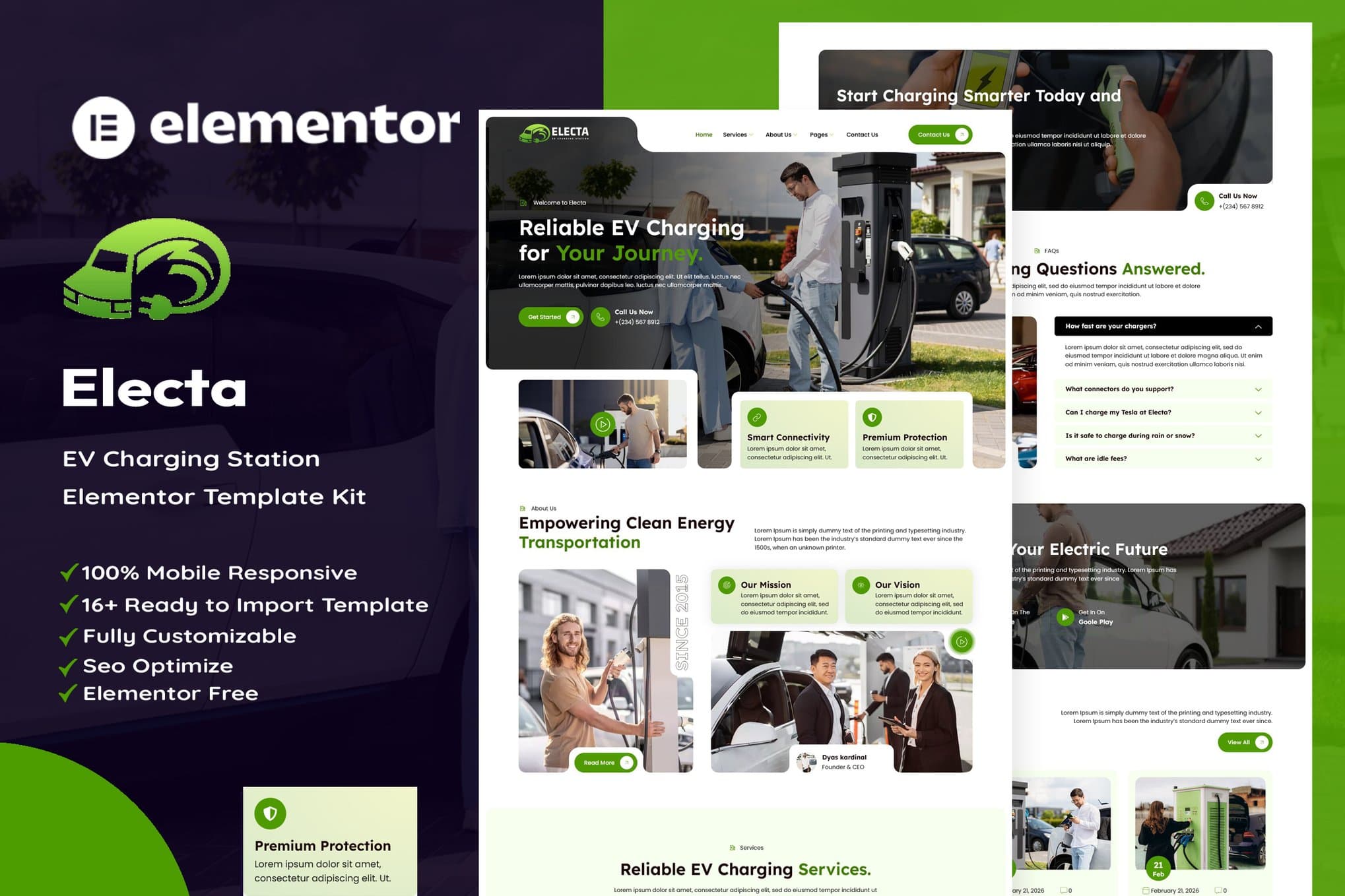 Electa - EV Charging Station Elementor Template