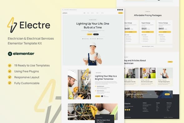 Electre - Electrician & Electrical Services Elementor Template