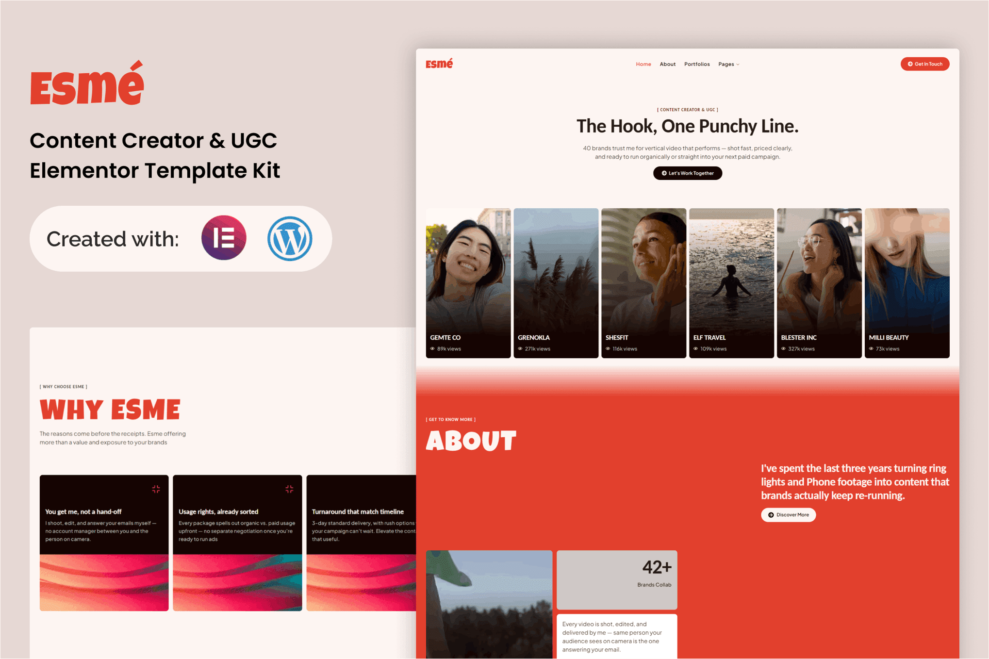Esme - Content Creator & UGC Elementor Template