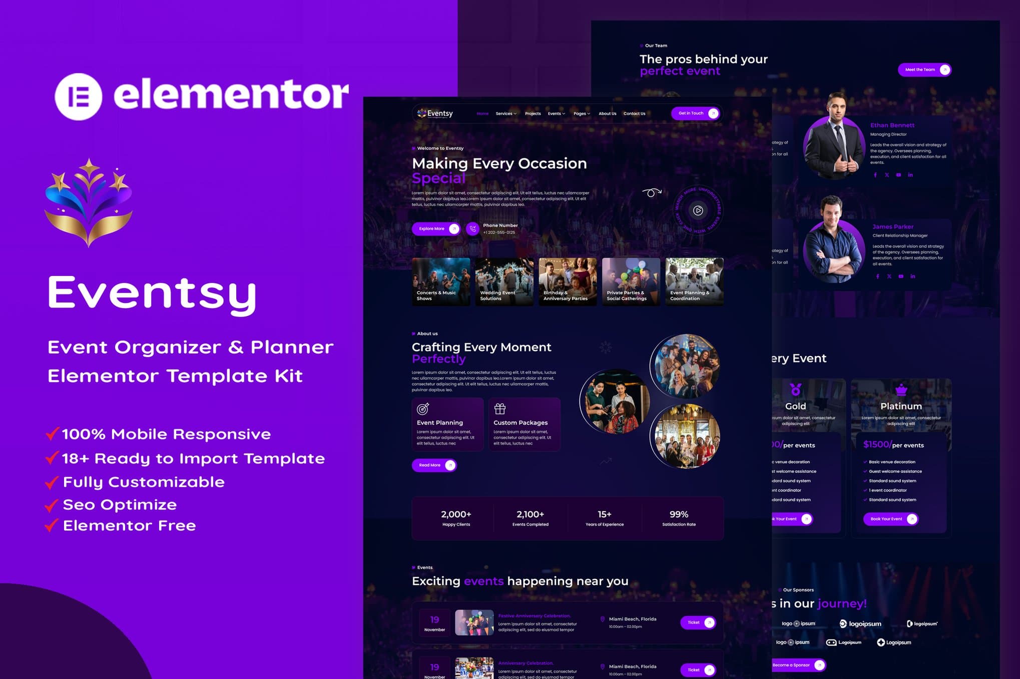 Eventsy - Event Organizer & Planner Elementor Template