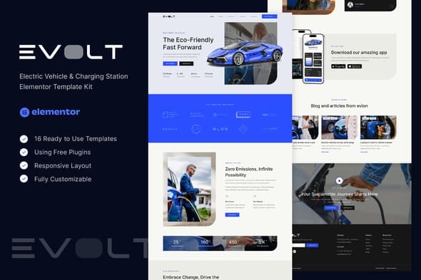 Evolt - Electric Vehicle & Charging Station Elementor Template