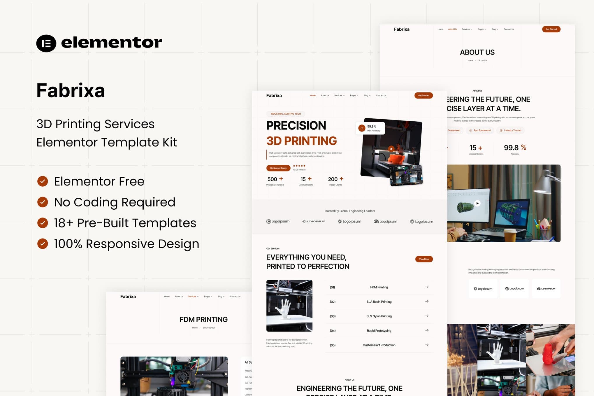 Fabrixa - 3D Printing Services Elementor Template