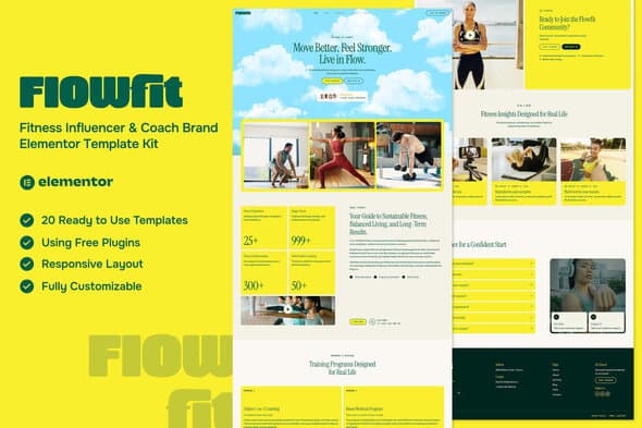 Flowfit - Fitness Influencer & Coach Brand Elementor Template