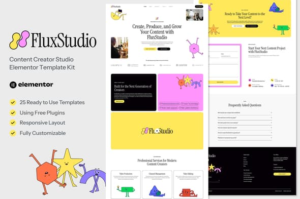 FluxStudio - Content Creator Studio Elementor Template