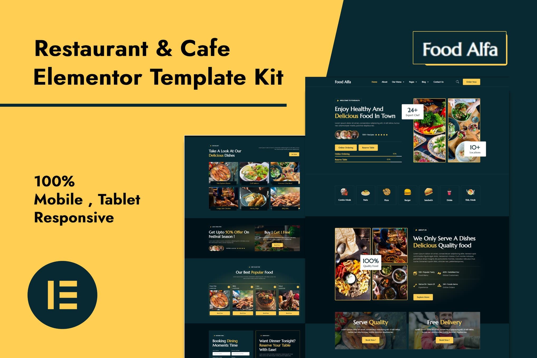 Food Alfa - Restaurant & Cafe Elementor Pro Elementor Template