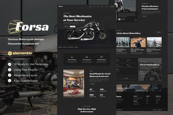 Forsa - Custom Motorcycle Garage Elementor Template